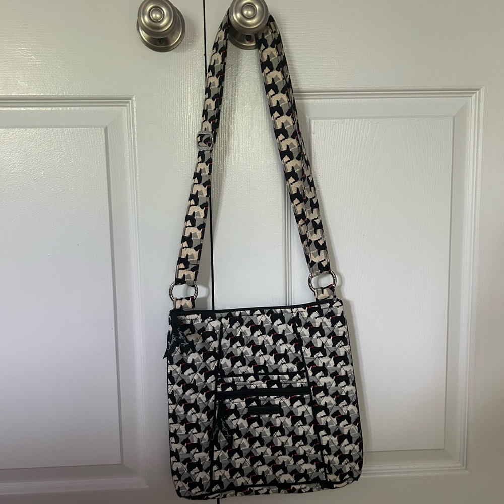 Vera Bradley Black and White Crossbody Bag with Chain Strap